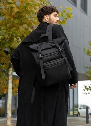 Чоловічий рюкзак sambag rolltop zard чорний тканевий