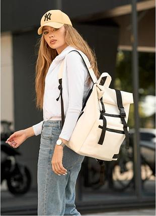 Женский рюкзак sambag roll top экокожа белый городской с отделением для ноутбука