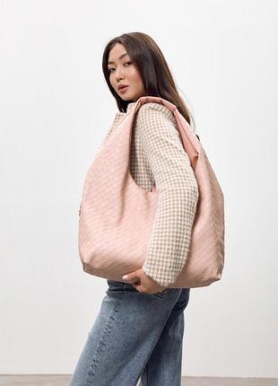 Жіноча сумка sambag hobo weave пудра