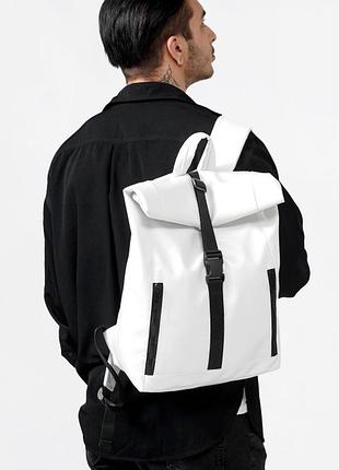 Рюкзак чоловічий роллтоп sambag rolltop one білий з екошкіри міський