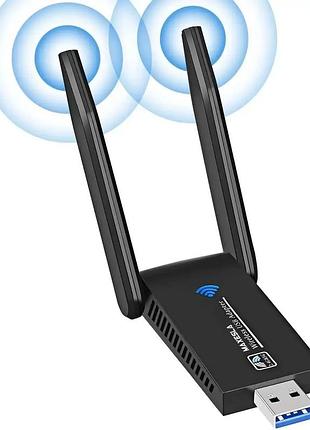 Дводіапазонний usb wi-fi адаптер maxesla 11ac wireless lan card 1300mbps 2.4g/5g адаптер для стабільного сигналу