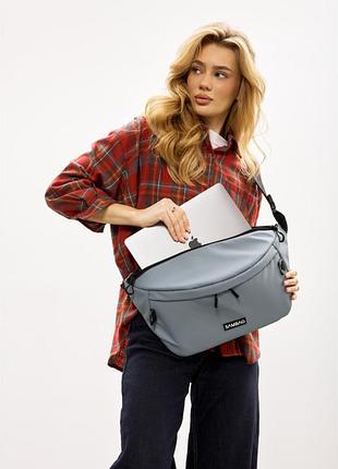 Женская cумка-бананка под ноутбук sambag urban laptop голубая