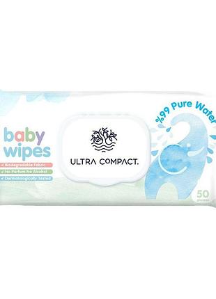 Салфетки влажные детские ultra compact 99% pure water 50 шт с клапаном