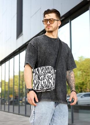 Мужская сумка через плечо мессенджер sambag makros принт "zebra"