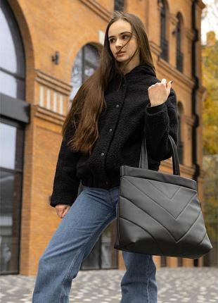 Женская большая сумка sambag wave черная – стиль и емкость в современном ритме