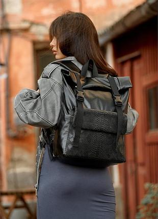 Рюкзак ролл sambag жіночий rolltop milton принт крокодила з клапаном
