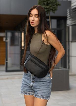Жіноча бананка sambag tirso max чорна – містка сумка на пояс або через плече