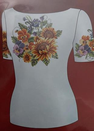 Схема для вишивки жіночої футболки з викрійкою. арт. f3026