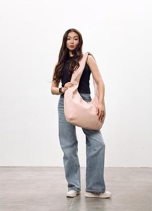 Жіноча сумка sambag hobo weave пудра