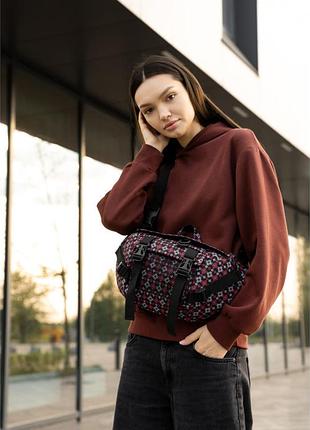 Большая женская поясная сумка бананка sambag dynamicdart черная тканая принт