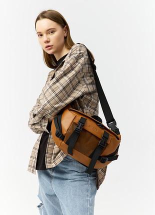 Большая кожаная женская поясная сумка бананка sambag dynamicdart рыжая