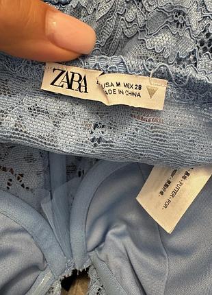 Жіноче боді zara мереживне блакитне m 2