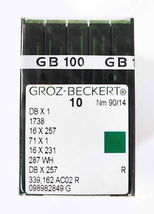 Иглы швейные машинные groz-beckert dbx1, 1738, 16x257, 16x231, 71x1, 287 wh, dbx257 с тонкой колбой 10 шт/уп