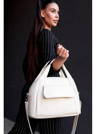 Женская спортивная сумка sambag vogue bks молочная из экокожи среднего размера