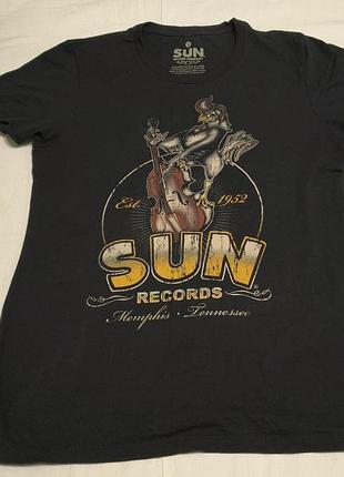 Vintage 2010 - sun records steady clothing - стильная брендовая футболка, хлопок - s, унисекс