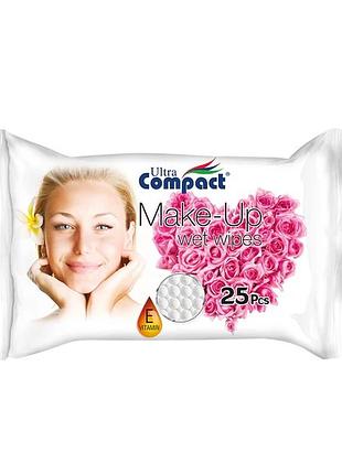 Салфетки влажные для снятия макияжа ultra compact роза 25 шт
