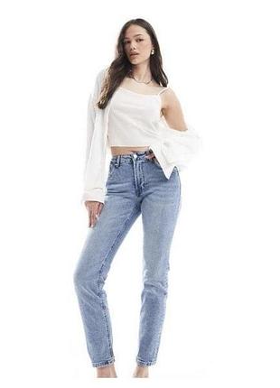Джинси жіночі stradivarius d10 slim fit mom jeans блакитні