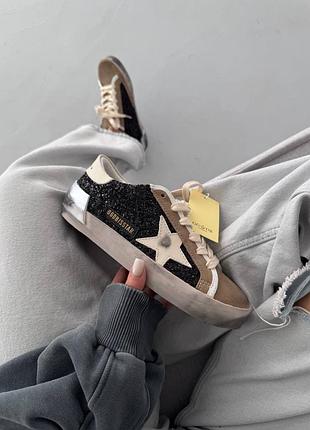 Кросівки golden goose | ggdb star black sparkles / brown premium