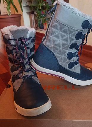 Чоботи унісекс merrell heidi wtrpf зимові шкіряні сіро-сині 35 р. ( 23.5 см устілка)
