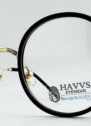 Компьютерные очки havvs s1211 c1 круглые золотистые с защитой blue blocker и антибликовые