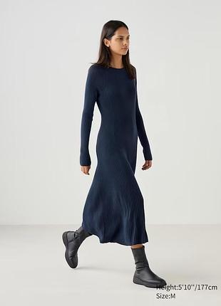 Платье платье шерсть в рубчик миди uniqlo 470886