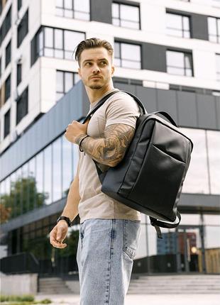 Мужской рюкзак sambag zard x черный из экокожи с отделением для ноутбука
