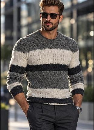 Теплый шерстяной мужской свитер zara man eur l