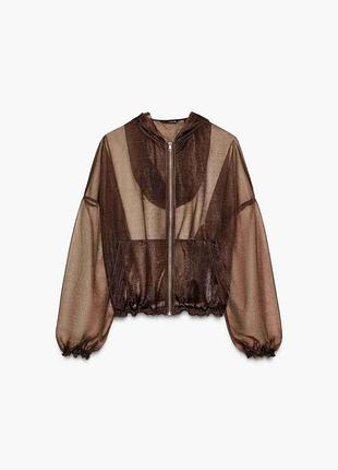 Куртка жіноча zara з органзи коричнева