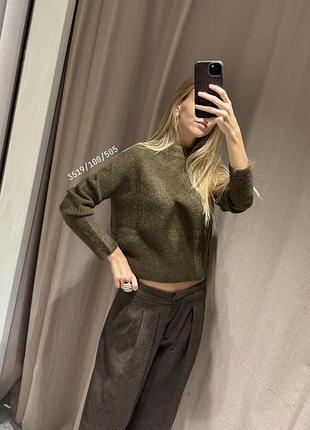 Зелено-оливковий светер з альпаки zara 🍀🌸