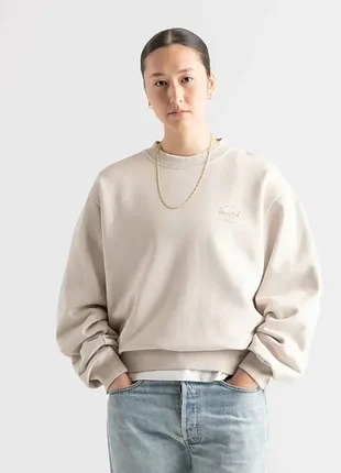 Новий теплий оверсайз світшот на флісі бренду herschel basic crew moonbeam