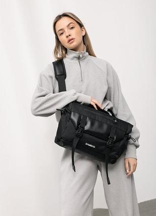 Женская сумка для ноутбука sambag черная с перфорацией