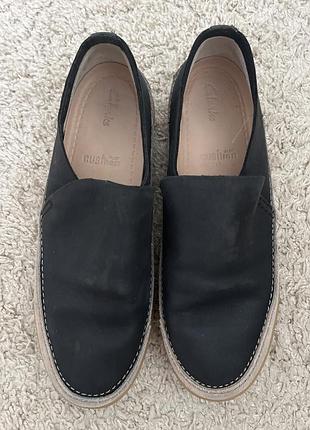 Мокасини жіночі clarks чорні, розмір 40, довжина устілки 26 см, матеріал нубук, шкіра