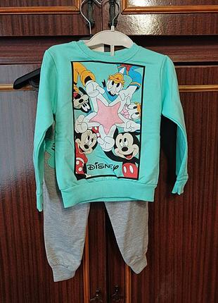 Спортивний костюм для хлопчика disney, бірюзовий з сірим, утеплений розмір 86/92