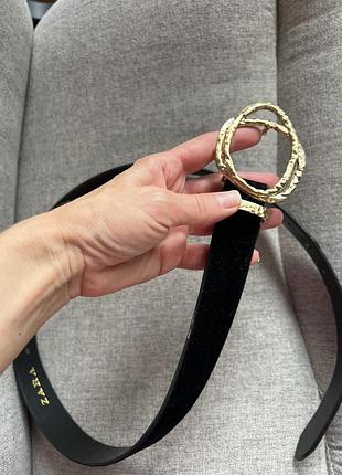 Чорний оксамитовий ремінь zara з гарною пряжкою