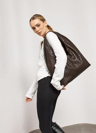 Жіноча сумка sambag hobo weave коричнева