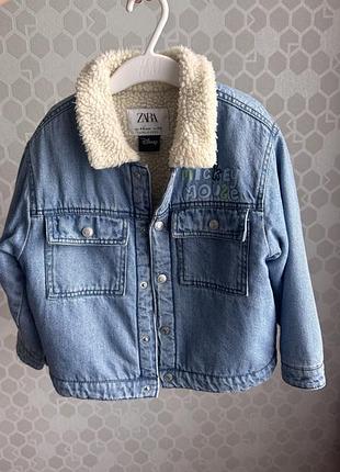 Куртка для дівчинки zara джинсова утеплена блакитна