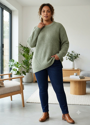 Оливковый свитер /george. длинная туника хаки оверсайз батал 52-54-56 xl