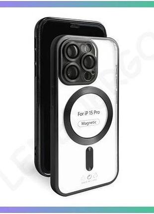 Чехол magsafe для apple iphone 15 pro чорний матовий чохол-накладка з захистом камери для смартфона sku_2710000297741