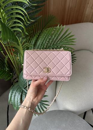 Сумки для жінок chanel calfskin quilted perfect fit wallet on chain рожевий