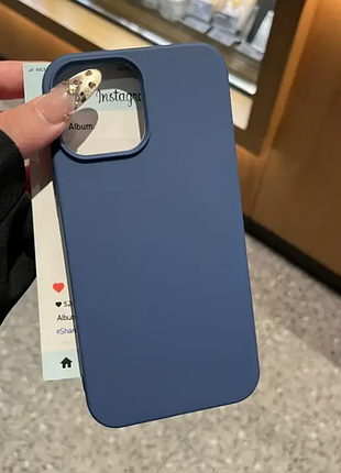Чехол на телефон iphone 13 защитный чехол-накладка силиконовый матовый нескользящий синий