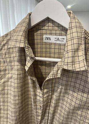 Сорочка  zara у клітинку бежева 2