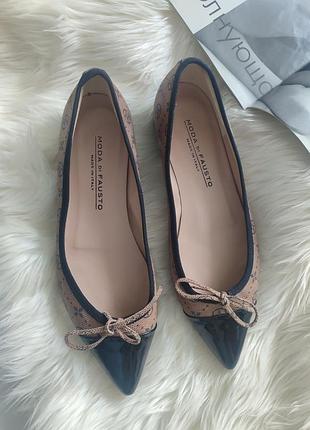 Кожаные туфли балетки туфлi moda de fausto