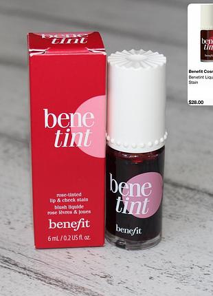 Benefit benetint  культовий тінт 2-в-1 для губ і щік з натуральним рожевим відтінком.