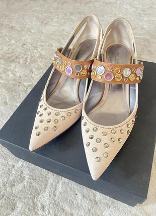 Туфлі жіночі bottega veneta бежеві, розмір 39, замша+шкіра