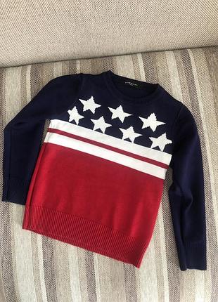 Светр для хлопчика givenchy, синьо-червоний з зірками, розмір 110 (4-5 років), бавовна
