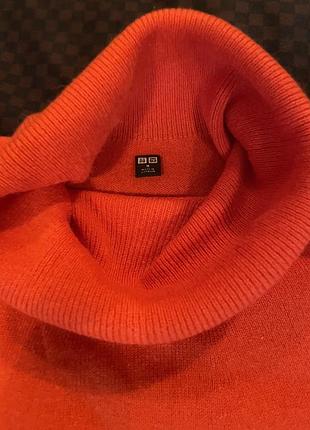 Светр жіночий uniqlo довгий 100% кашемір, помаранчевий, розмір m, l