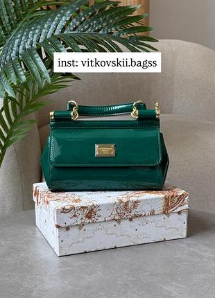 Сумочка mini sicily handbag in polished skin green💚