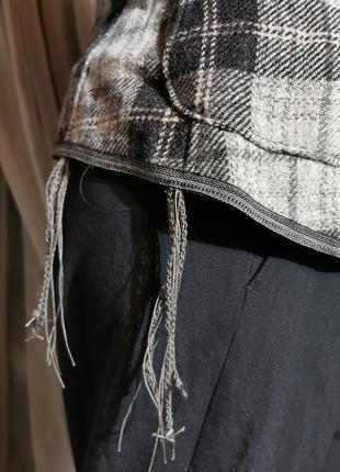 Вовняний жакет куртка піджак у клітинку шерсть marithe francois girbaud з бахромою7 фото