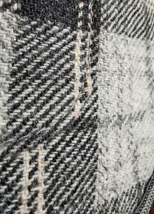 Вовняний жакет куртка піджак у клітинку шерсть marithe francois girbaud з бахромою8 фото