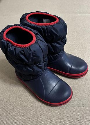 Гумові чоботи для дітей crocs сині з червоним